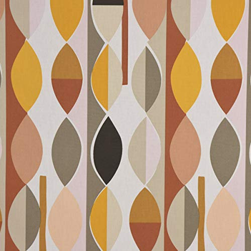 Panama Dekostoff Baumwollstoff Mabel Nougat Retro orange gelb 138cm