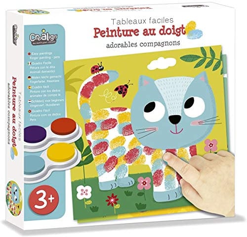Créa Lign' - Coffret Loisir Créatif - Tableaux Faciles - Peinture au Doigt - Adorables Compagnons - Dès 3 Ans - CL160 24,5 x 24,5 x 4,5 cm Multicolore