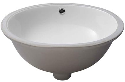 GhomeG Fregadero de baño de porcelana blanca de 19 x 16 pulgadas, lavabo de cerámica con desbordamiento, fregadero de baño debajo de la encimera, fregadero ovalado para baño