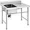 VEVOR Fregadero Comercial de Acero Inoxidable para Fregadero de Cocina, 1 Compartimientos de Tamaño Total 100 x 61 x 95 cm Plata, Hecho a Mano Con Plataforma Derecha para Fregadero de Barra Inferior
