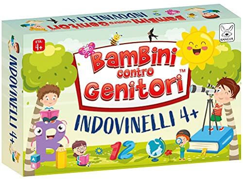 Bambini Contro Genitori – Indovinelli 4+ – Gioco Di Carte Educativo Per Bambini – 50 Carte Con Indovinelli Illustrati – Gioco Divertente Famiglia E Amici – Imparare Giocando