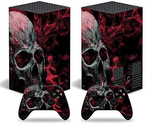 Mcbazel Vinyl Design Sticker Aufkleber für die Xbox Serie X Konsole & Controller - roter Schädel