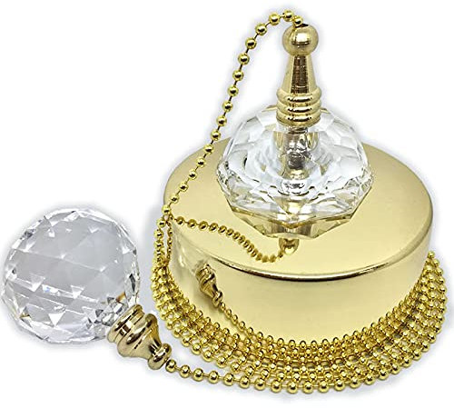 Dalton Electrical Accessories Brass Ceiling Pull Switch with Crystal Ball Pull Chain for Bathroom, Bedroom, 1 or 2 Way Compatible