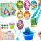 Klever Kits 20-teiliges Ostereier-Färbeset, DIY-Bastelset zum Dekorieren von Ostereiern mit Eierablage, Eierständern, Osteraufklebern für Kinder zum Thema Ostereier färben, Kreativitätsaktivität