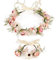 Blumenkranz Blume Krone Stirnband, Rose Braut Haarschmuck mit Armband-Set, GuKKK Blumenstirnband Verstellbarer Gürtel, Haarbänder Floral Girlande, für Damen Hochzeit Zeremonie Festival Party Strand