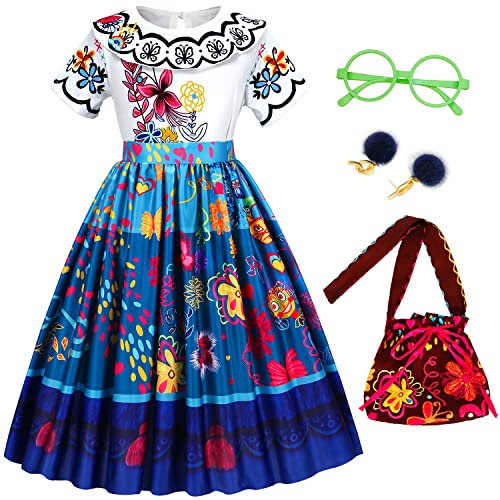 Foierp Encanto Mirabel Kostüm für Mädchen - Isabela Pepa Luisa Cosplay Kleid Kinder Verkleidung für Halloween Party Geburtstag Karneval Princess Kleider Größe