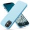 CALOOP Slim-Fit for iPhone 12/12 Pro Case,Skin Soft Liquid Silicone,Sturdy Hard Frame Shockproof Cover with Anti-Scratch Microfiber Lining,Full Protection for Screen and Lens,6.1 inch,Sky Blue