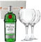 Tanqueray London Dry Gin 43,1% Vol. 700 ml - Due Bicchieri In Vetro Borgonovo 620 ml
