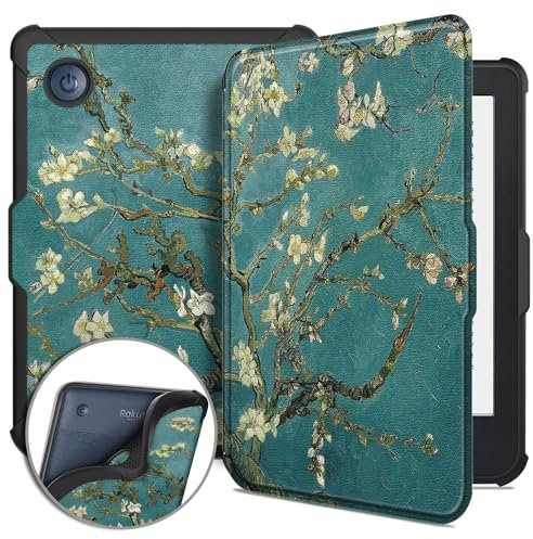 HEISHAYU Étui Housse Coque pour Kobo Clara Colour 2024/ Kobo Clara BW 2024/ Kobo Clara 2E 2022, 6 ebook reader Sleep Cover,Fleur