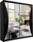 Modern Double Sliding Door Wardrobe 2 Mirrored Hanging Rails & Shelves Storage Cabinet for Bedroom (California Black, 203cm)
