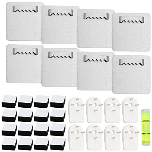 8er Set Acrylglas Aufhängung, VEGCOO Selbstklebende Pbilderhaken selbstklebend Spiegelhalter, Starke Bilderhaken für Wand Acrylglas Montage Aluminium Dibond Aufhängung, bis 8 kg