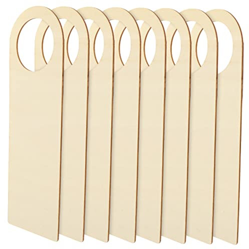 Toyvian 8pcs Unfinished Wooden Door Hanger Sign for DIY Painting Blank Door Plate Rope for Children's Handmade Craft Room and Cafe Decoration