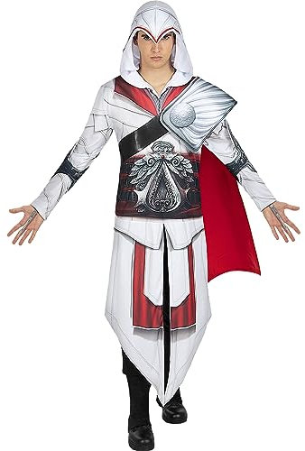 Funidelia | Ezio Auditore Assassins Creed Kostüm für Männer für Herren Games, Assassin's Creed - Kostüm für Erwachsene & Verkleidung für Partys, Karneval & Halloween - Größe L - XL - Grau/Silber