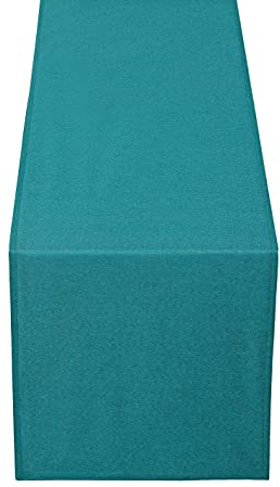 Leinen Optik Tischläufer Läufer Eckig 40 x 140 cm Petrol Türkis Abwaschbar Wasserabweisend Fleckschutz Pflegeleicht mit Saumrand