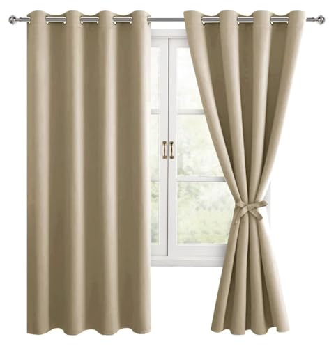 Hiasan Verdunklungsvorhänge Gardinen mit Ösen,Taupe Blickdicht Vorhänge,2 Stück,140 x 175 cm (Breite x Höhe),weiche Schiebevorhänge für Schlafzimmer,Wohnzimmer usw.