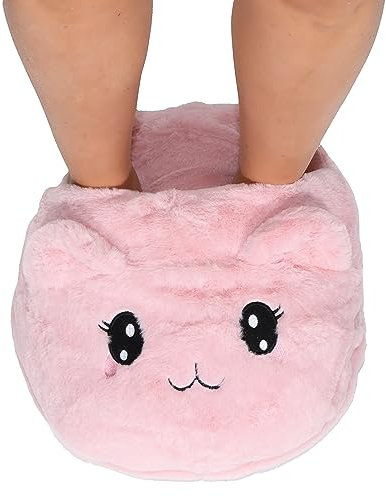 Fußsack Kuscheliger Fußwärmer Motiv Katze Maus Hausschuhe Pantoffeln warme Puschen 691 (Rosa Maus)