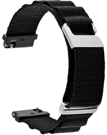 WOCCI 18mm Nylon Uhrenarmband, Verstellbares Sport Armband, Silberne Schnalle (Schwarz)