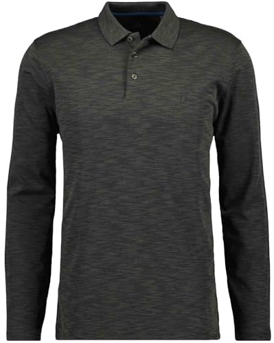 RAGMAN Herren Softknitpolo Flammdesign, Langarm Schiefer-027, XL