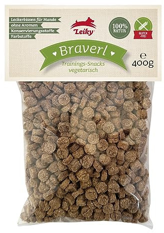 Leiky Braverl Vegetarisch Hundesnack | 400 g | Veggie | Premium Hunde Belohnung | Glutenfrei | Hochverdaulich | Hundeleckerli | 100% Naturprodukt |