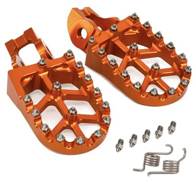 Power Parts 57 mm breite geschmiedete Fußrasten, Fußstütze, Fußrasten, kompatibel mit KTM Husqvarna 85SX 2018–2024 125/150SX 250 350 450 SXF/XCF 2016 125–500 XC/XCF/SX/SXF/EXCF 17–2016 2 (orange)
