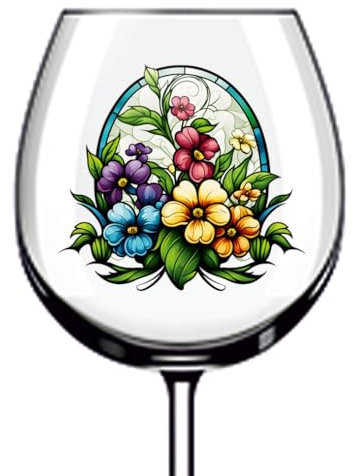 12x Flower Stained Glass Tumbler Wine Glass Bottle Vinyl Sticker Decals m038