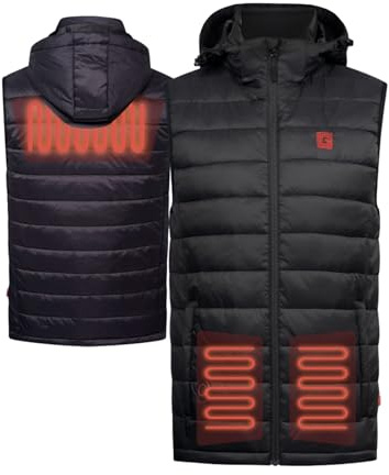 G-HEAT - Doudoune chauffante sans manches EVO - Mixte - Isolante - Légère - Capuche amovible. Usages : ville, sport, travail. Fournie avec batterie et câble de recharge