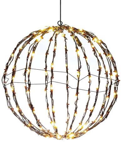 Weihnachtskugel Außen | Weihnachten beleuchtete Kugel Kugeln Außen | Beleuchtete Kugel Kugel | Falten Flach Metallrahmen Große Kugel Lichterkette für Terrasse