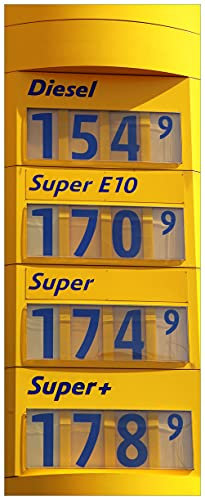 Wallario selbstklebendes Poster - Benzinpreistafel, Aufkleber in Premiumqualität, Klebefolie Größe: 50 x 125 cm