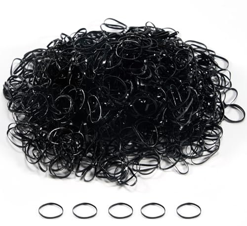 Cheerhom 1500 elastici per capelli piccoli, mini elastici in gomma per bambini, donne, ragazze, trecce e acconciature quotidiane (nero)