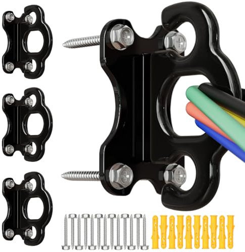 3 x Widerstandsbänder, Wandbefestigung, Workout-Bänder, Anker für Widerstandsbänder, Körpergewicht-Gurte, Krafttraining, Yoga, Heim-Fitnessstudio, Stretching, Schwarz