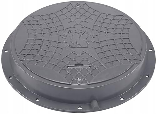 Couvercle de regard BabylonPlast DN600/800 A15 Couvercle de Réservoir de Regard Ø600/800 mm, Capacité de charge jusqu'à 15 kN, Avec système de sécurité, Résistant au gel et aux intempéries (Gris)
