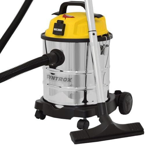 Syntrox Nass Trockensauger Timado | Nasssauger | Industriestaubsauger, 1200 Watt, 20 Liter Tank, kompakt und effizient, Edelstahl, Universalreiniger, Reinigungsgerät