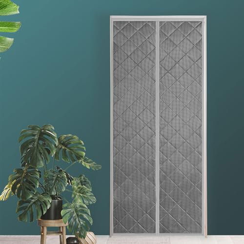 Zickdom Magnet Wärmeschutzvorhang für Türen Thermo Türvorhang Thermovorhänge Kälteschutzvorhang Wasserdicht Winddicht Staubdicht Kälteschutz für Balkontür Grau Fits Door Size 34 x 80