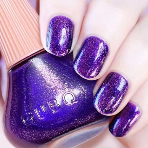 Quick Dry & Long Lasting Purple Glitter Nail Polish for Women & Girls - No Need Cure Paint for DIY Nail Art (16#Purple)