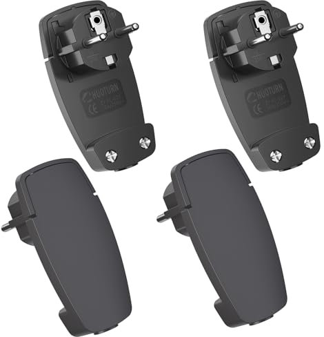 4 Stück Schwarz Schutzkontakt Winkelstecker 250 V (16A), Europäischer Stecker mit Klappgriff, Schutzkontakt Stecker für Kabel bis 3x1,5 mm², Flachstecker IP20 für den Heimgebrauch