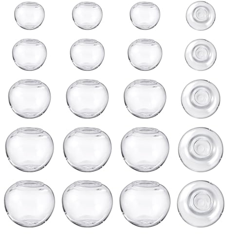 Elecrelive Mini-Glaskugel-Flasche, 10/11/14/16 mm, hohle Wunschglaskugeln, rund, klar, geblasen, Kugelperlen für DIY-Schmuck, Anhänger, Ohrringe, Basteln, 100 Stück