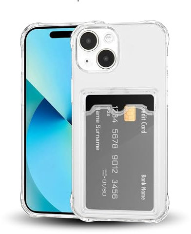 YueYiZhiHui Cases for iPhone 15 Plus with Back Card Holder Ultra Slim Soft TPU Shockproof Case with Card Slot Rubber Bumper Cover Camera Lens Cover Wallet Card Holder Sleeve for iPhone 15 Plus