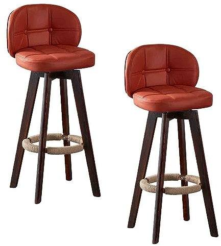Generic Barhocker,High Hocker/Barhocker Set Von 2,Home Barhocker, 360° Drehbarer Esszimmerstuhl In Der Küche, Massivholz Barhocker/Rot/83Cm