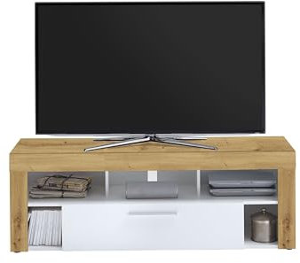 möbelando TV-Schrank >VIBIO 1< in Artisan Eiche Dekor-weiß - 150x53x41,4cm (BxHxT)