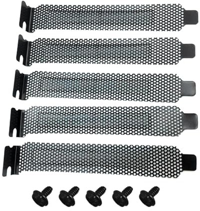 Hxyxbnhno 5PCS Black PCI Bracket Vented Slot Covers, Hard Steel Filter Blanking Plate, 120mm x 120mm x 120mm, For Desktop PC Case