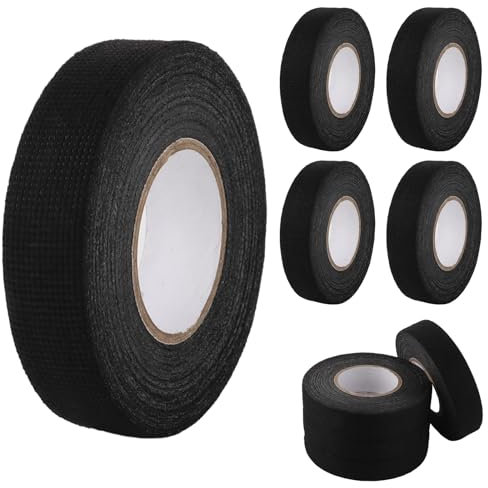 YAYODS 10 Rollen Gewebeband - (19/15mm x 15m) Polyester Non-Woven Fabric Isolierband Schwarz Kabelbaum Klebeband - Gewebeklebeband Textilklebeband Stoffklebeband für Kabelbäume, Haushalt Kfz, Motorrad