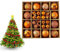 44pcs Christmas Tree Decorations - Orange Baubles, Xmas Balls 3cm & 6cm, Mini Baubles, Plastic Bulbs for Xmas Tree, Home Party, Wedding Decor