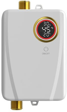 Chauffe-Eau Instantané 3.5KW 220V Mini Chauffe-Eau Électrique réservoir salle de bain cuisine lavage avec affichage numérique de la température pour RV cuisine salle de bain
