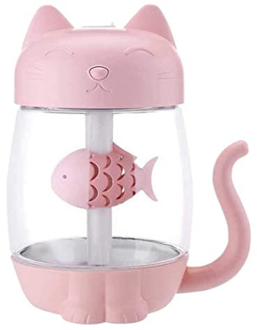 SAROAD Humidificador de aire USB de 350 ml para gatos, con niebla fría, adorable mini humidificador de paisaje, mini ventilador USB para el hogar, dormitorio, oficina, coche C