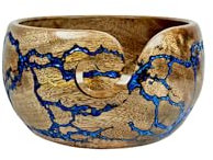 Lumberkart Handmade Wooden Yarn Bowl - Premium Wooden Crochet & Knitting Yarn Holder - Blue