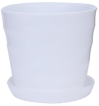 Flower Plastic Home - Mini maceta para suculentas para patio y jardín, 1 con bandeja (blanco, tamaño único)
