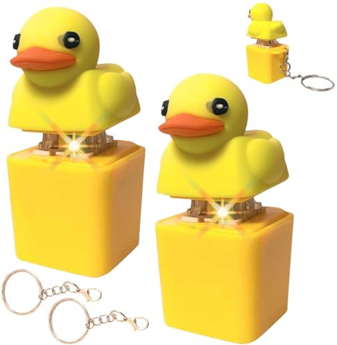 Lot de 2 Jouets Anti-Stress Duckys Quacking, Canard Cancanant, Porte-clés Anti-Stress, Touches Qui Cancanent, Clicker pour Clavier Qui Cancane pour Adultes et Enfants (A)