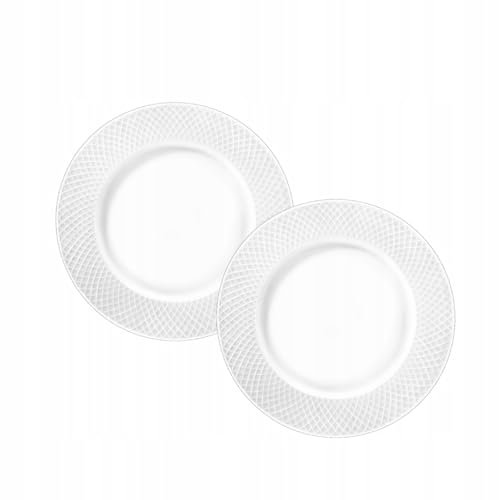 Wilmax - Assiettes avec motif en relief - 2 pièces - Ø 18 cm - plates en porcelaine blanche - table - Lavables au lave-vaisselle - à petit-déjeuner - à dessert