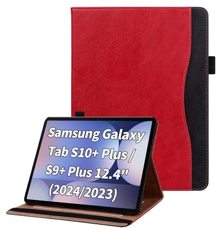 Cicili Coque Compatible avec Samsung Galaxy Tab S10 Plus/S9 Plus/S9 FE+, Housse Étui pour avec Pochette et Support Housse de Protection en Cuir PU Housse Tablette Etui, Rouge
