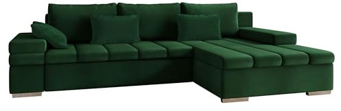 Mirjan24 Ecksofa Bangkok, Eckcouch mit Schlaffunktion und Bettkasten, Ecksofa für Wohnzimmer Gästezimmer Couch L-Form Wohnlandschaft (Manila 35, Ecksofa Rechts)